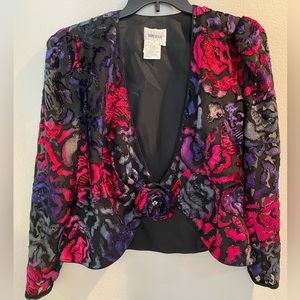 80s Burnout Velvet Jacket Blazer by Leslie Fay Evenings